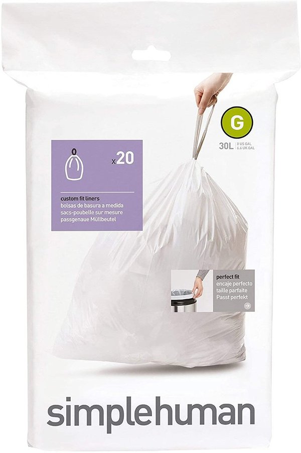 simplehuman Müllbeutel "G" 30 Liter 3x 20 Stück Abfallbeutel