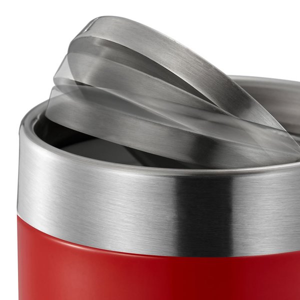 EKO Tisch-Abfalleimer 1,5 Liter Edelstahl / Rot Schwingdeckel Abfallbehälter